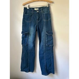 SOLD   Y2K Celebrity Ace 90s Skater Jeans Women's Size 7/28 Blue Denim Cargo